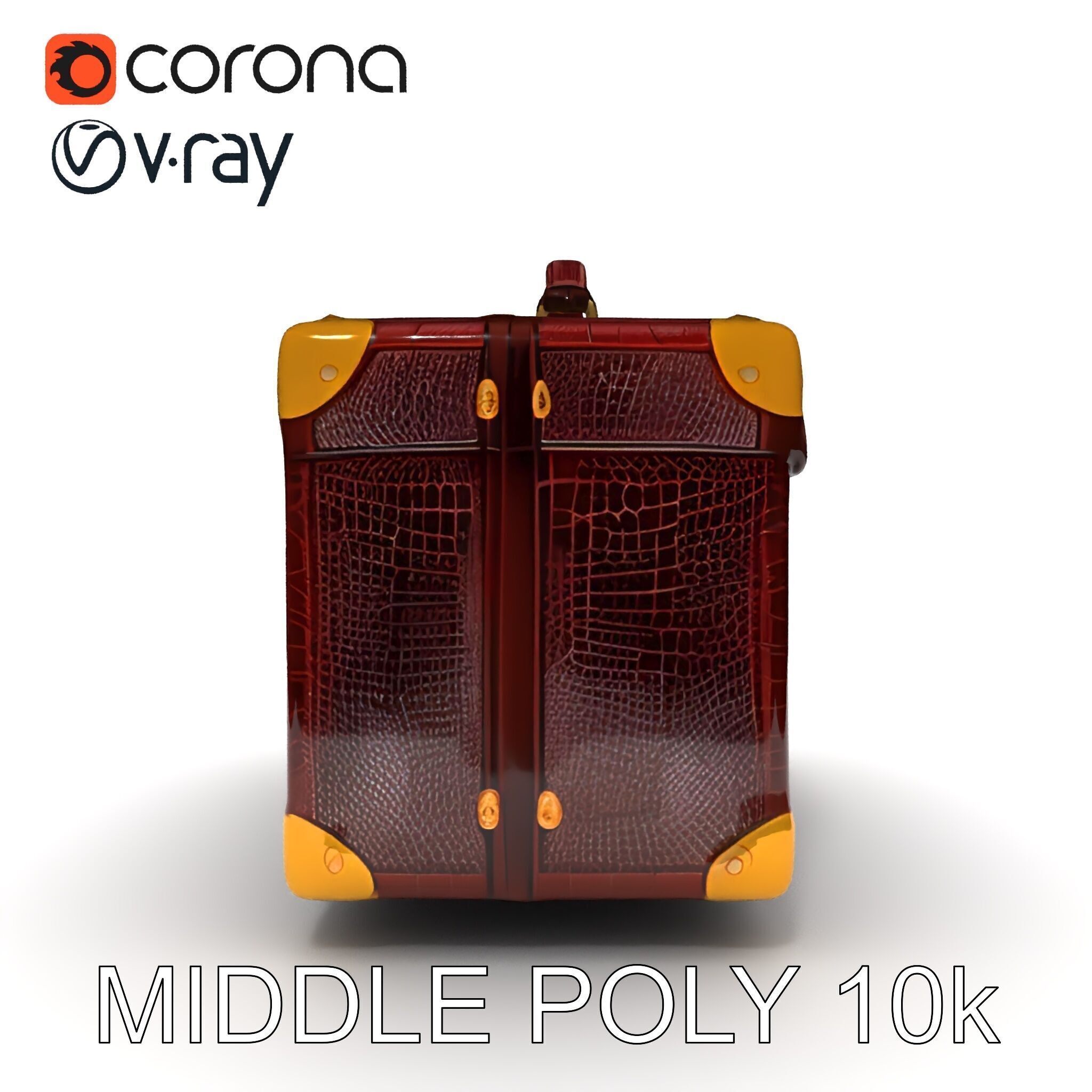 Luxurious Leather Suitcase Model Pack Low-poly 3D model_15