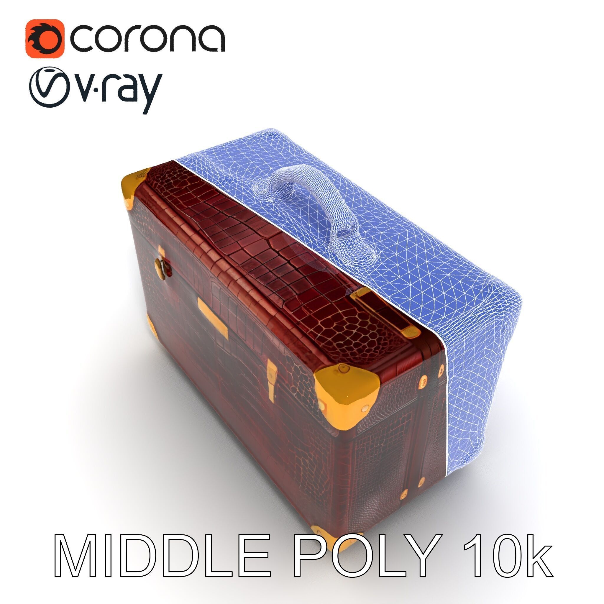 Luxurious Leather Suitcase Model Pack Low-poly 3D model_12