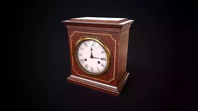 Vintage Wooden Mantel Clock Low-poly 3D model