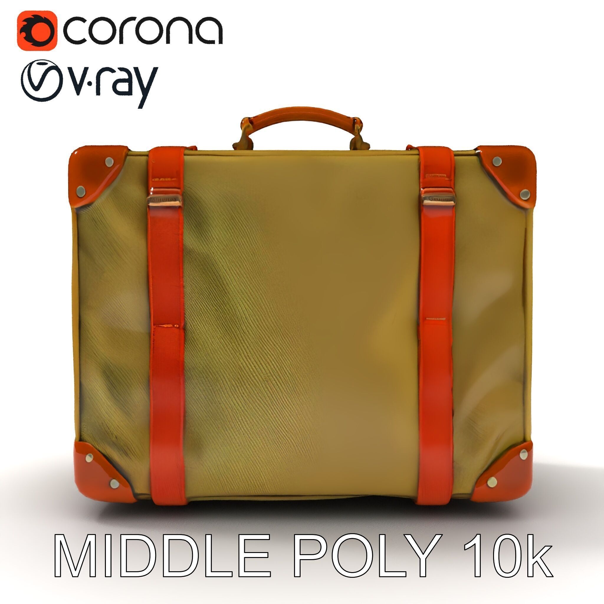 Vintage Leather Canvas Suitcase Model Pack Low-poly 3D model_32