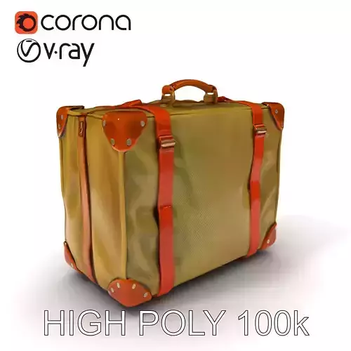 Vintage Leather Canvas Suitcase Model Pack Low-poly 3D model