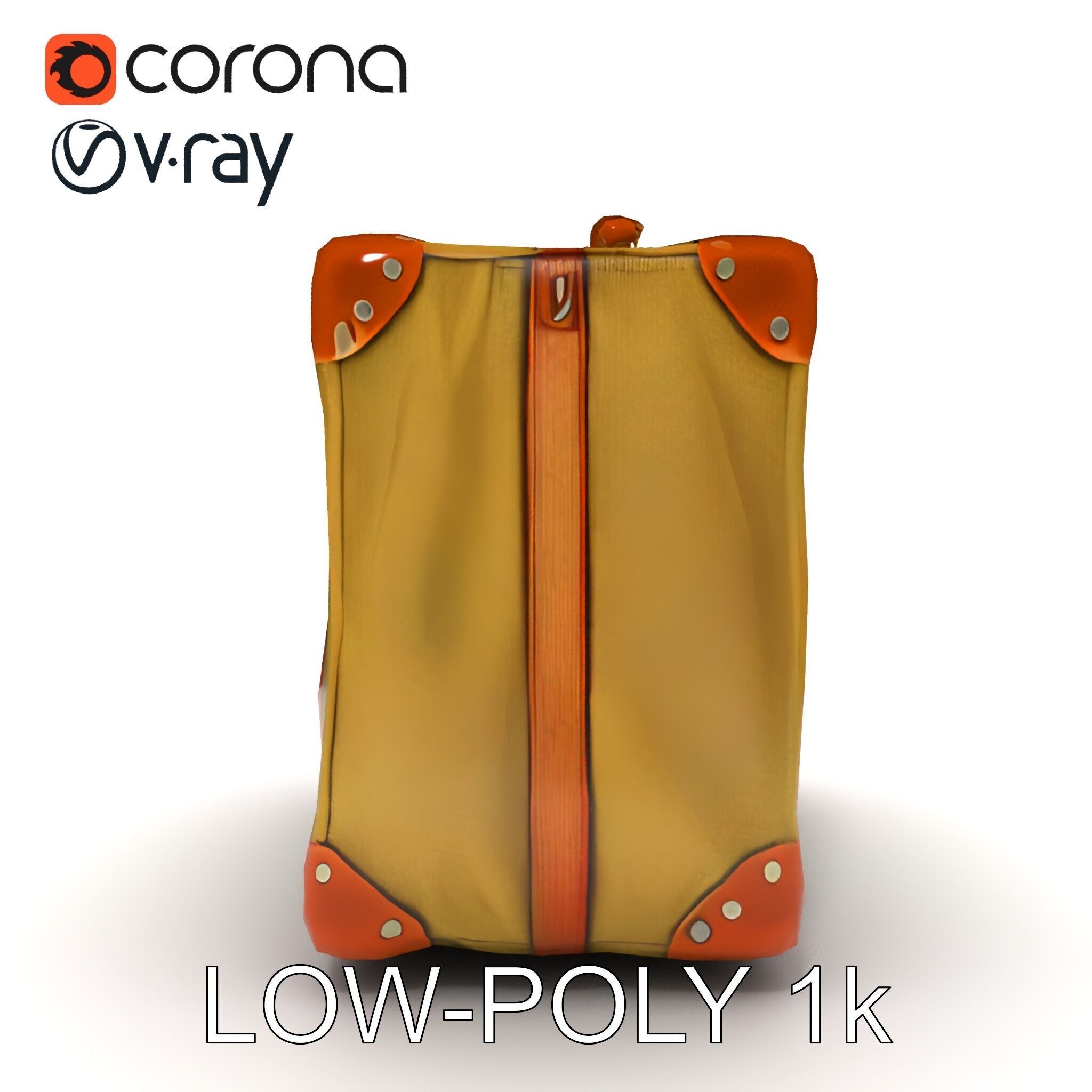 Vintage Leather Canvas Suitcase Model Pack Low-poly 3D model_33