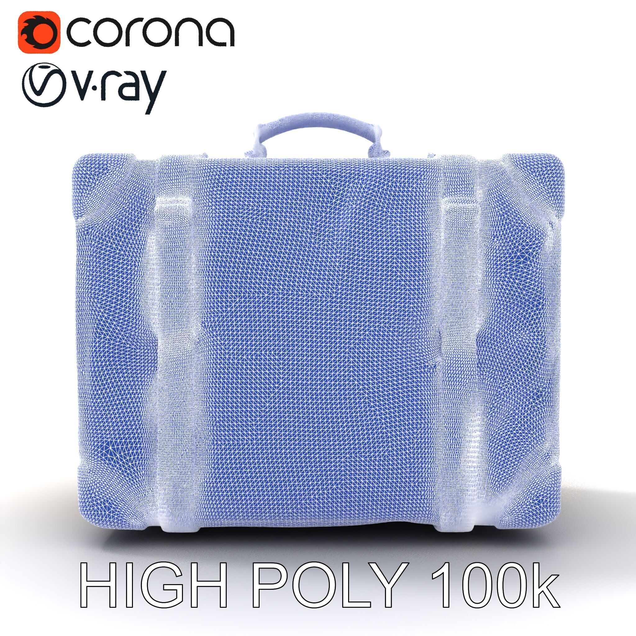 Vintage Leather Canvas Suitcase Model Pack Low-poly 3D model_29