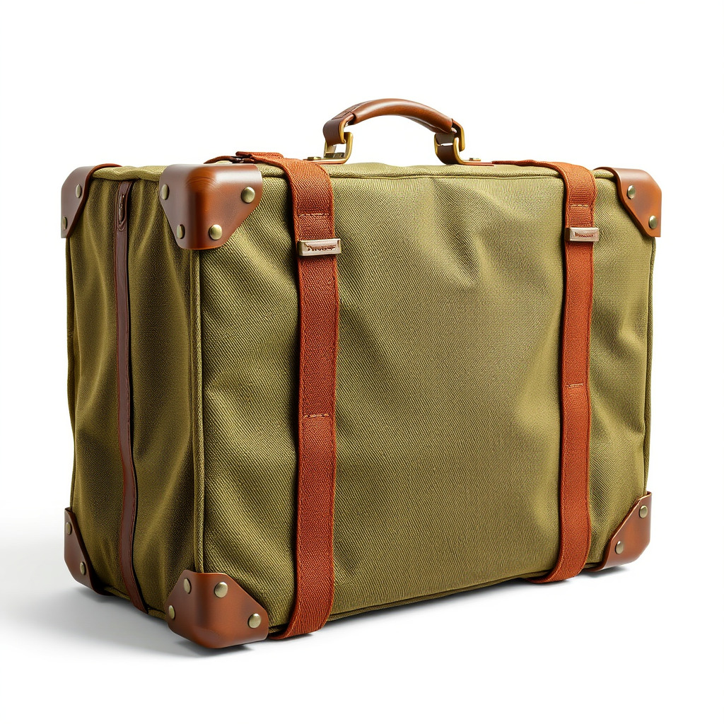 Vintage Leather Canvas Suitcase Model Pack Low-poly 3D model_4