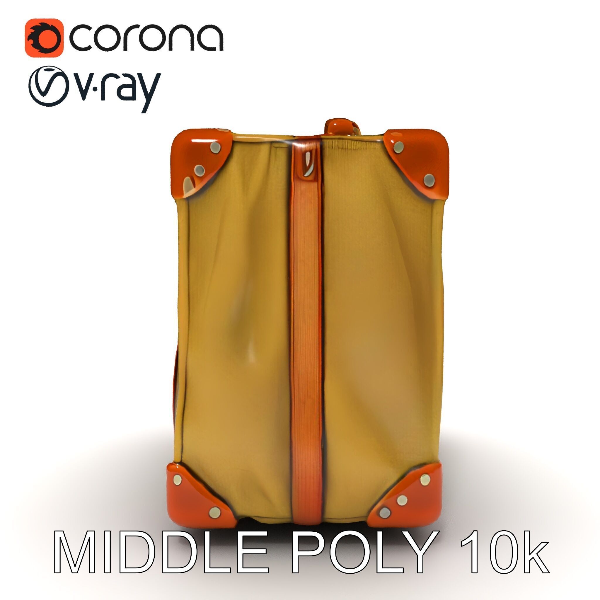 Vintage Leather Canvas Suitcase Model Pack Low-poly 3D model_27