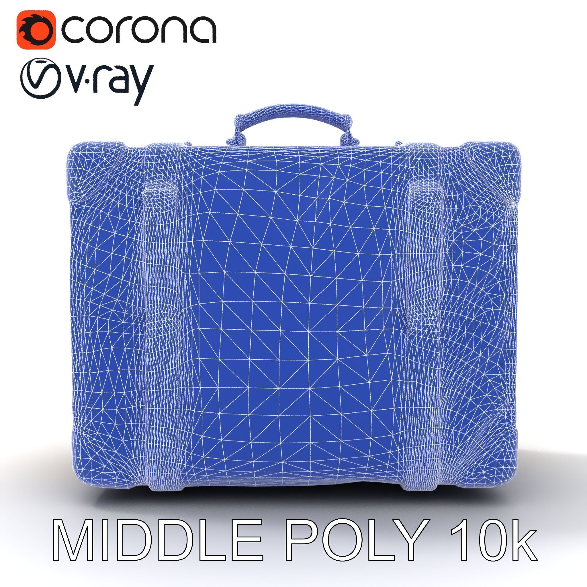 Vintage Leather Canvas Suitcase Model Pack Low-poly 3D model_21