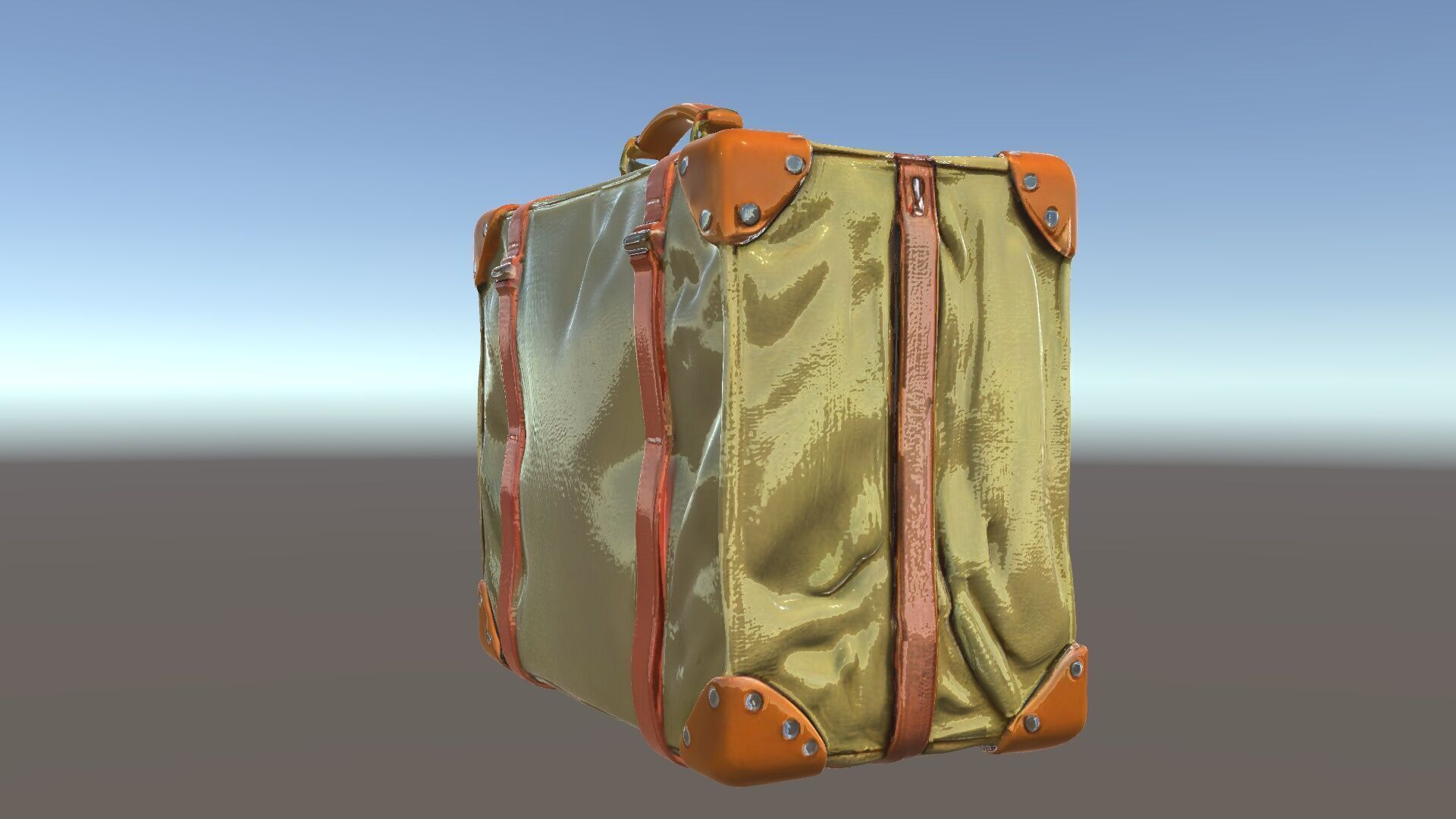 Vintage Leather Canvas Suitcase Model Pack Low-poly 3D model_5