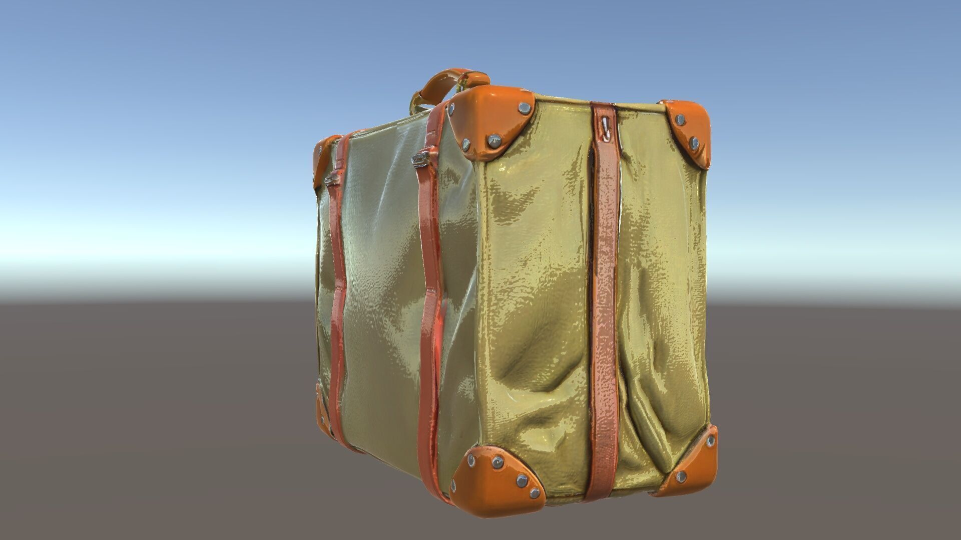 Vintage Leather Canvas Suitcase Model Pack Low-poly 3D model_15