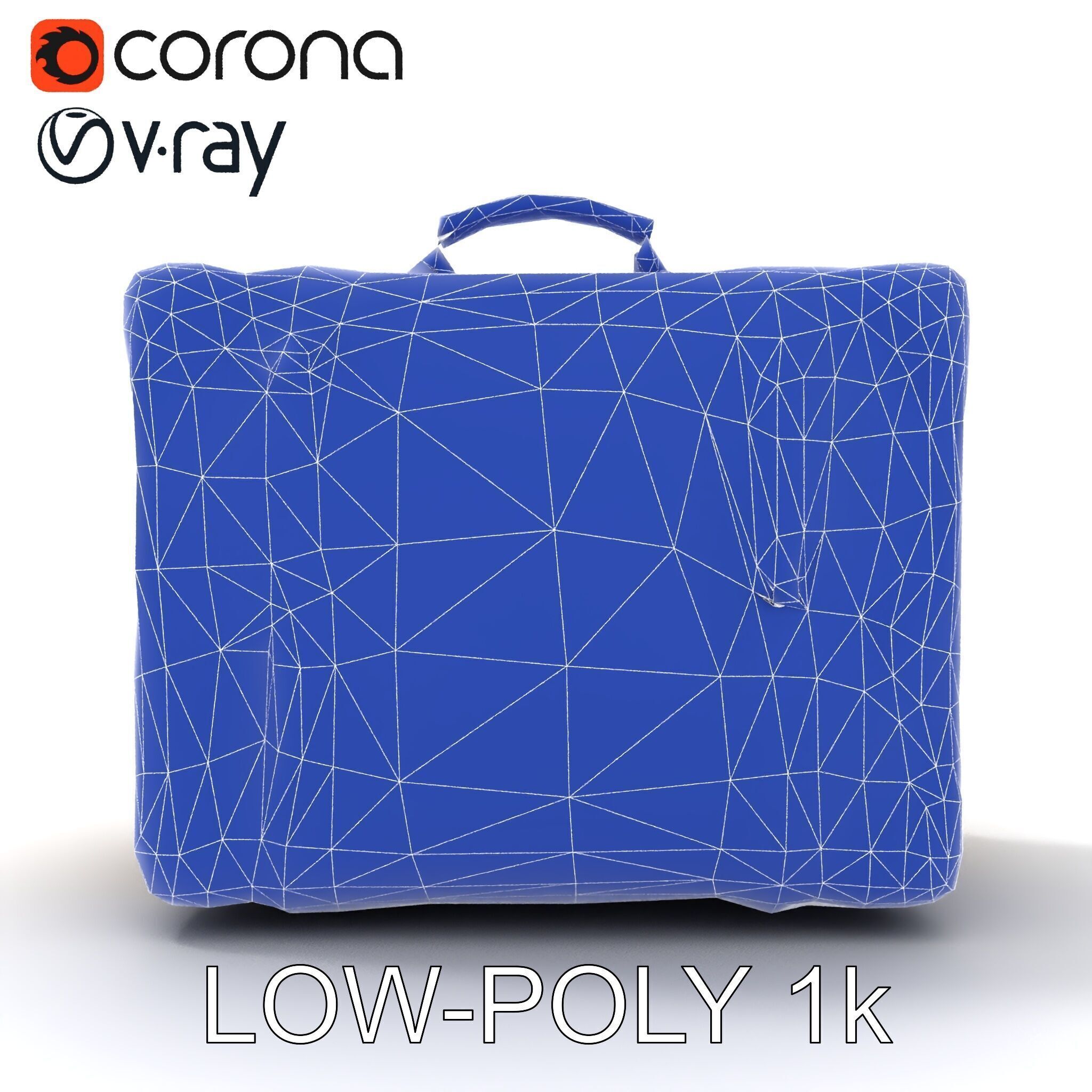 Vintage Leather Canvas Suitcase Model Pack Low-poly 3D model_12