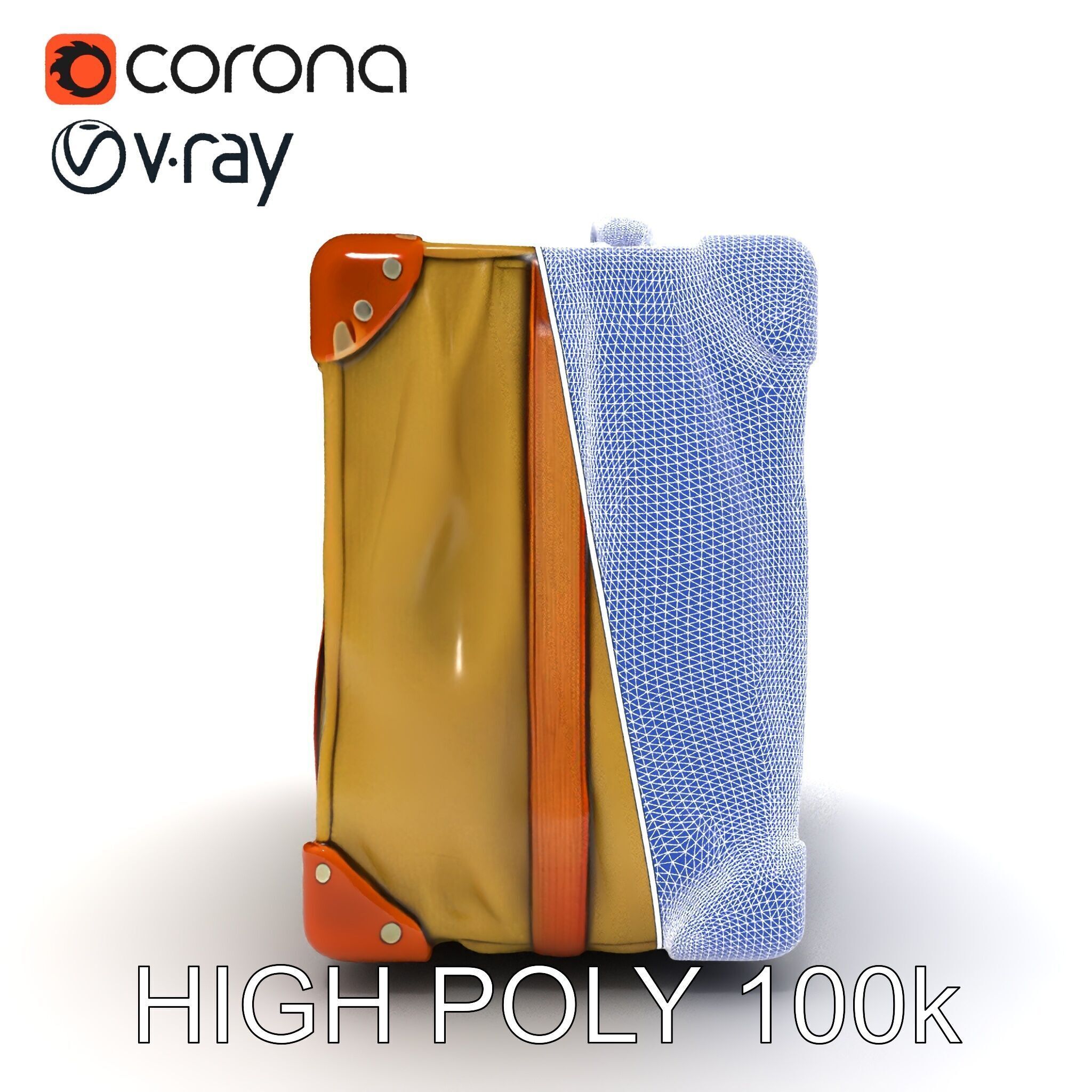 Vintage Leather Canvas Suitcase Model Pack Low-poly 3D model_26