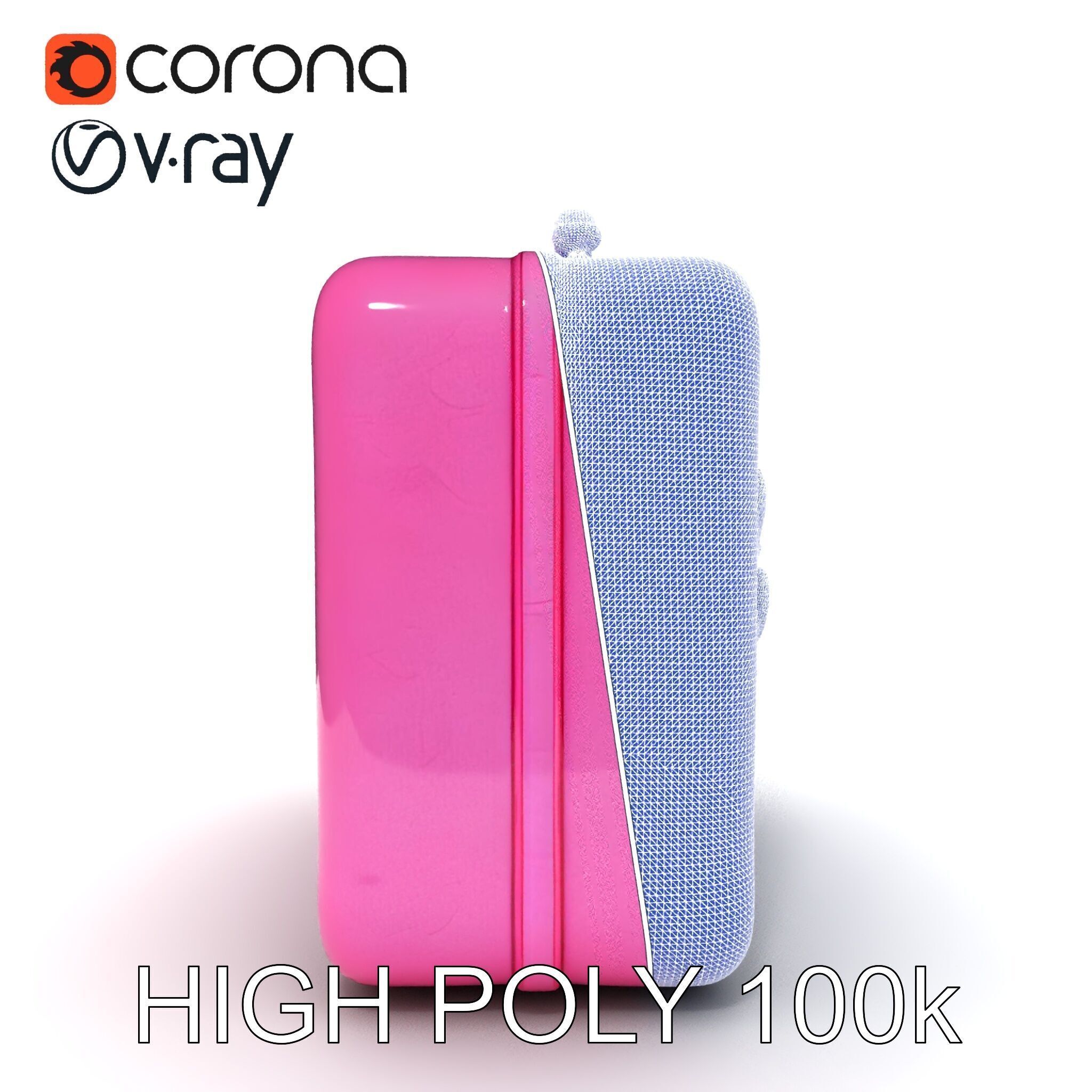 Pink Heart Accented Suitcase Model Pack Low-poly 3D model_11