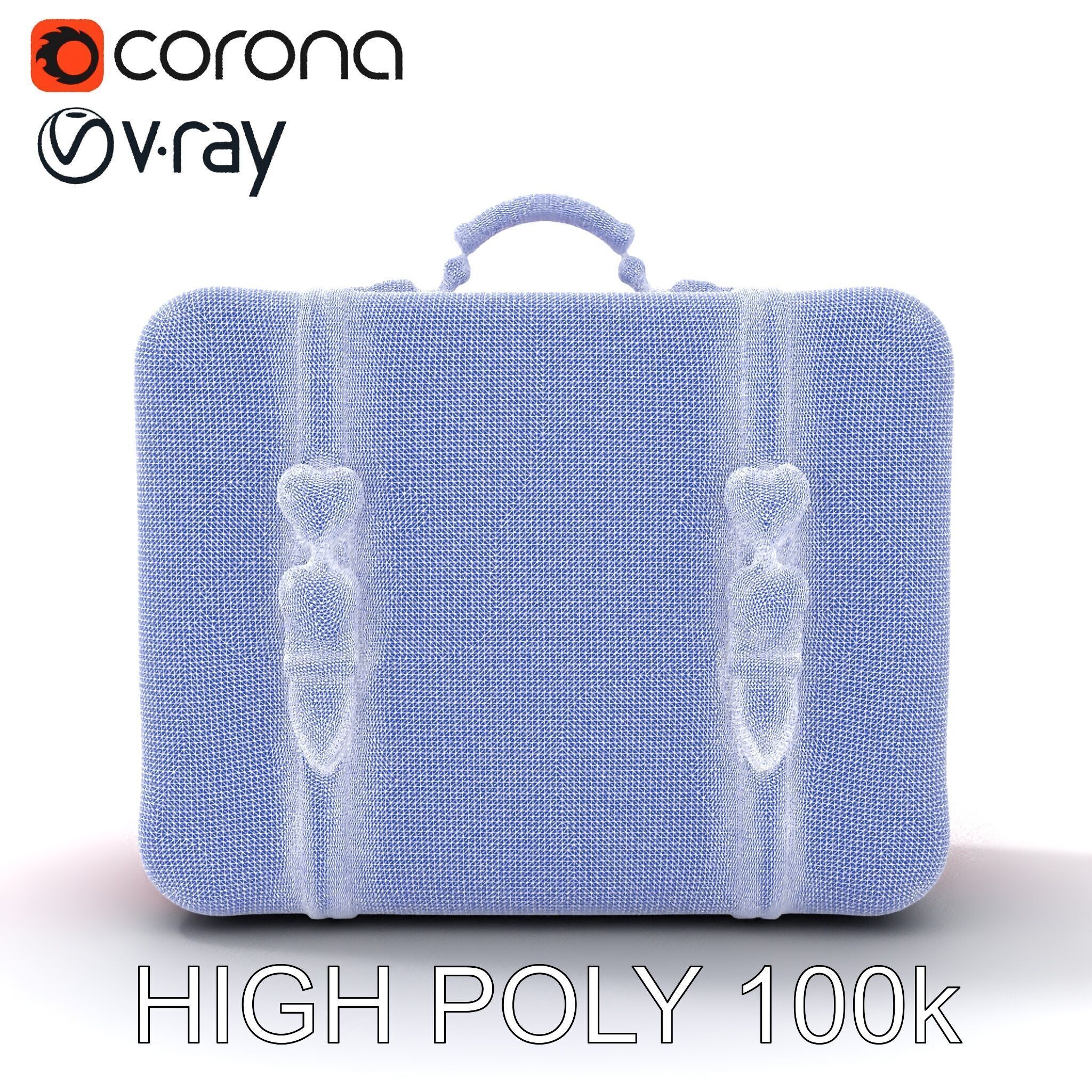 Pink Heart Accented Suitcase Model Pack Low-poly 3D model_29