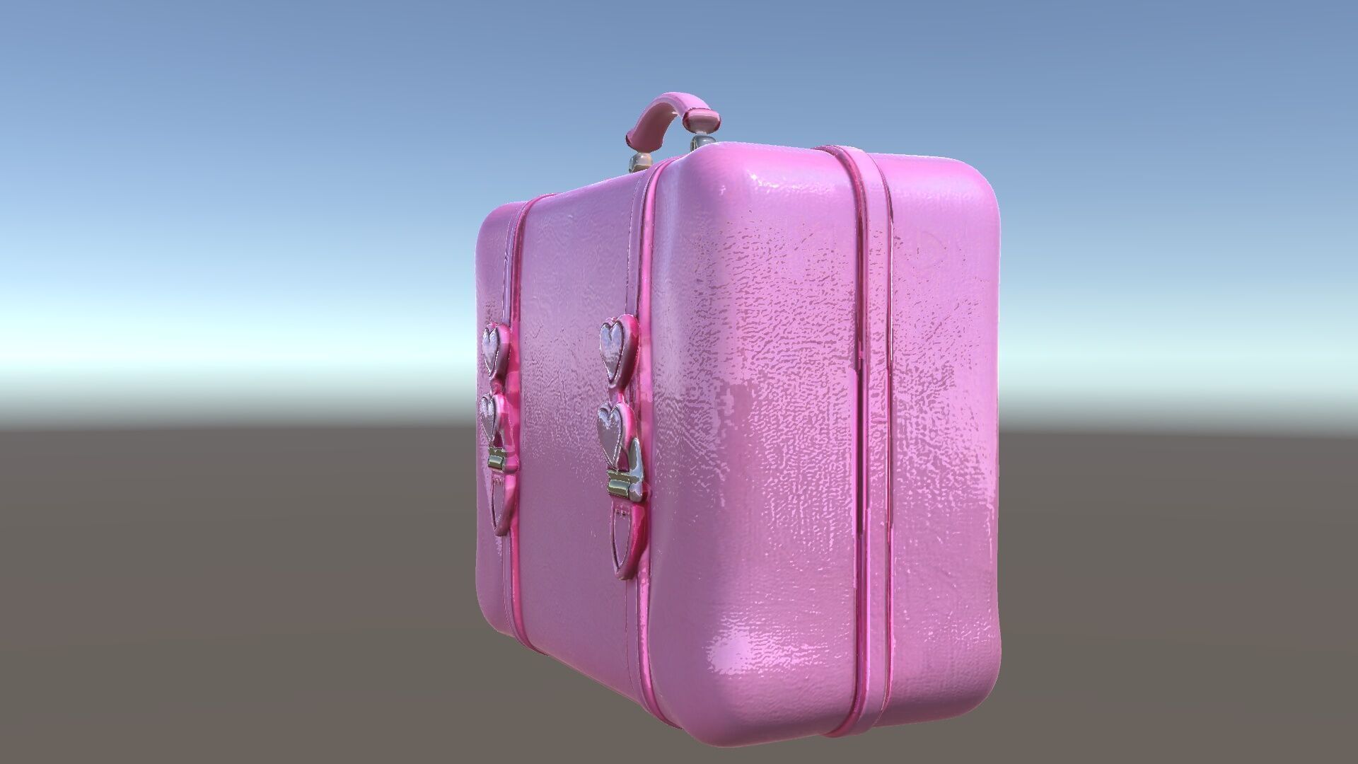Pink Heart Accented Suitcase Model Pack Low-poly 3D model_5