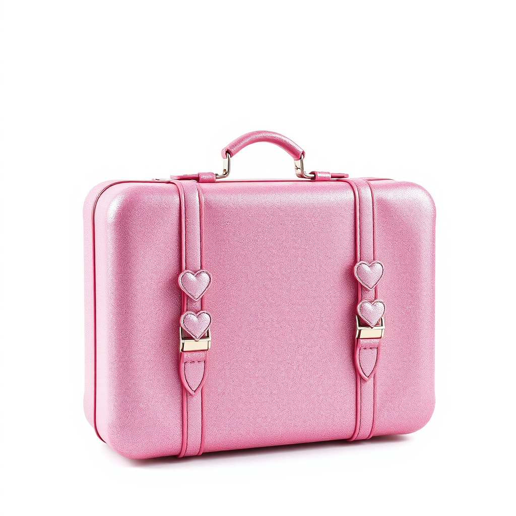 Pink Heart Accented Suitcase Model Pack Low-poly 3D model_4