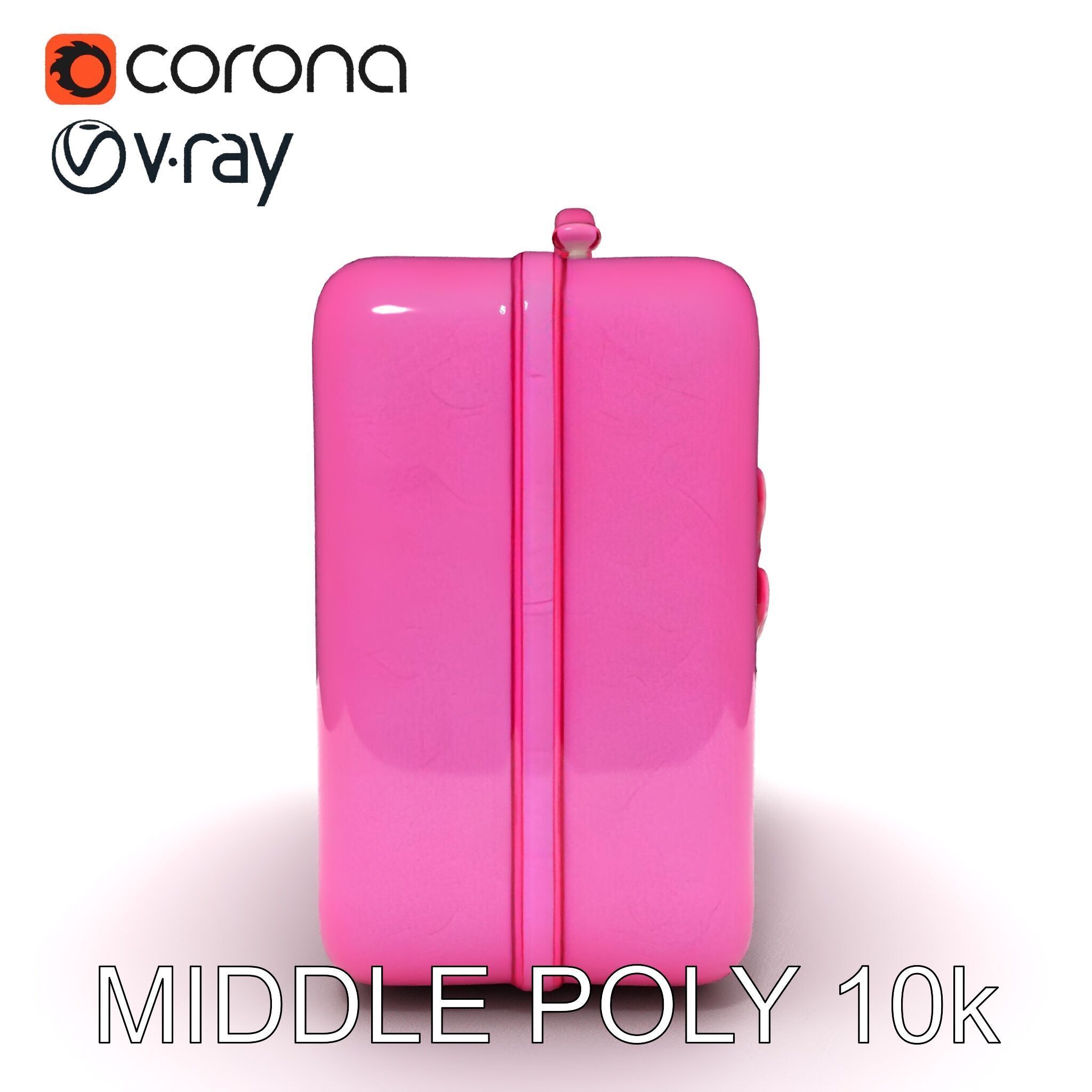 Pink Heart Accented Suitcase Model Pack Low-poly 3D model_14