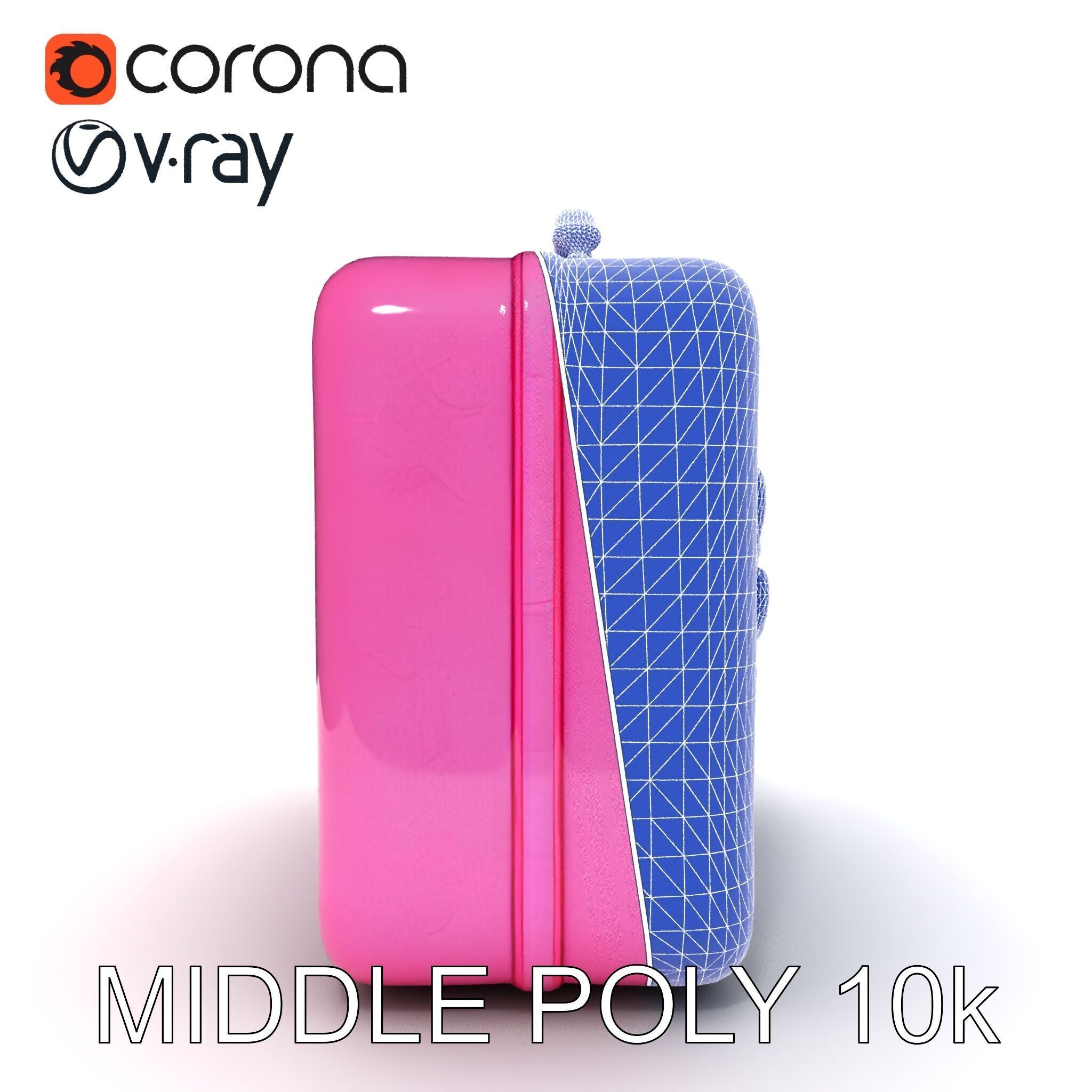 Pink Heart Accented Suitcase Model Pack Low-poly 3D model_30