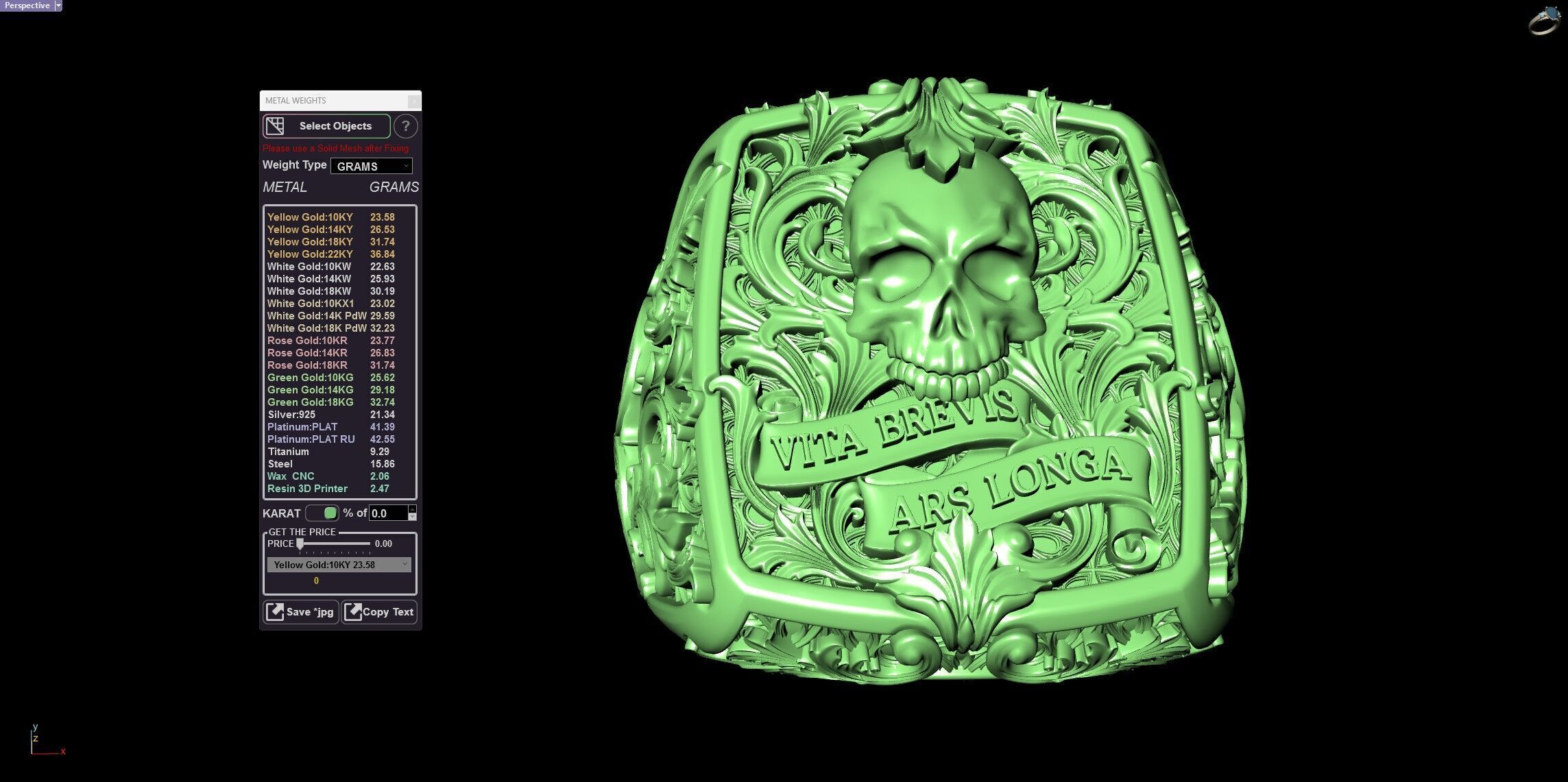 Victorian Gothic Skull Ring 3D Model Vita Brevis Ars Longa 3D print model_15