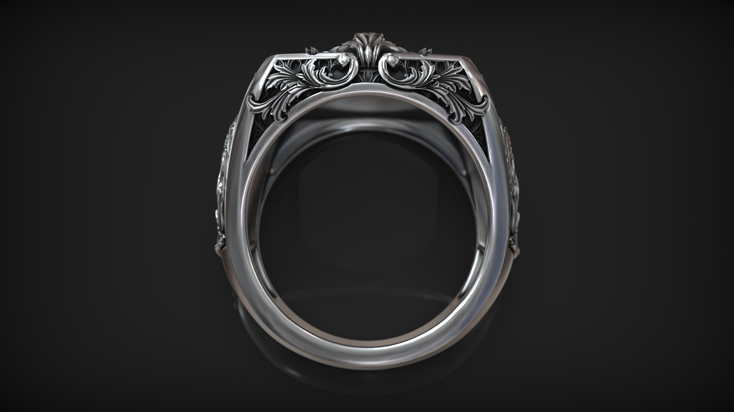 Victorian Gothic Skull Ring 3D Model Vita Brevis Ars Longa 3D print model_6