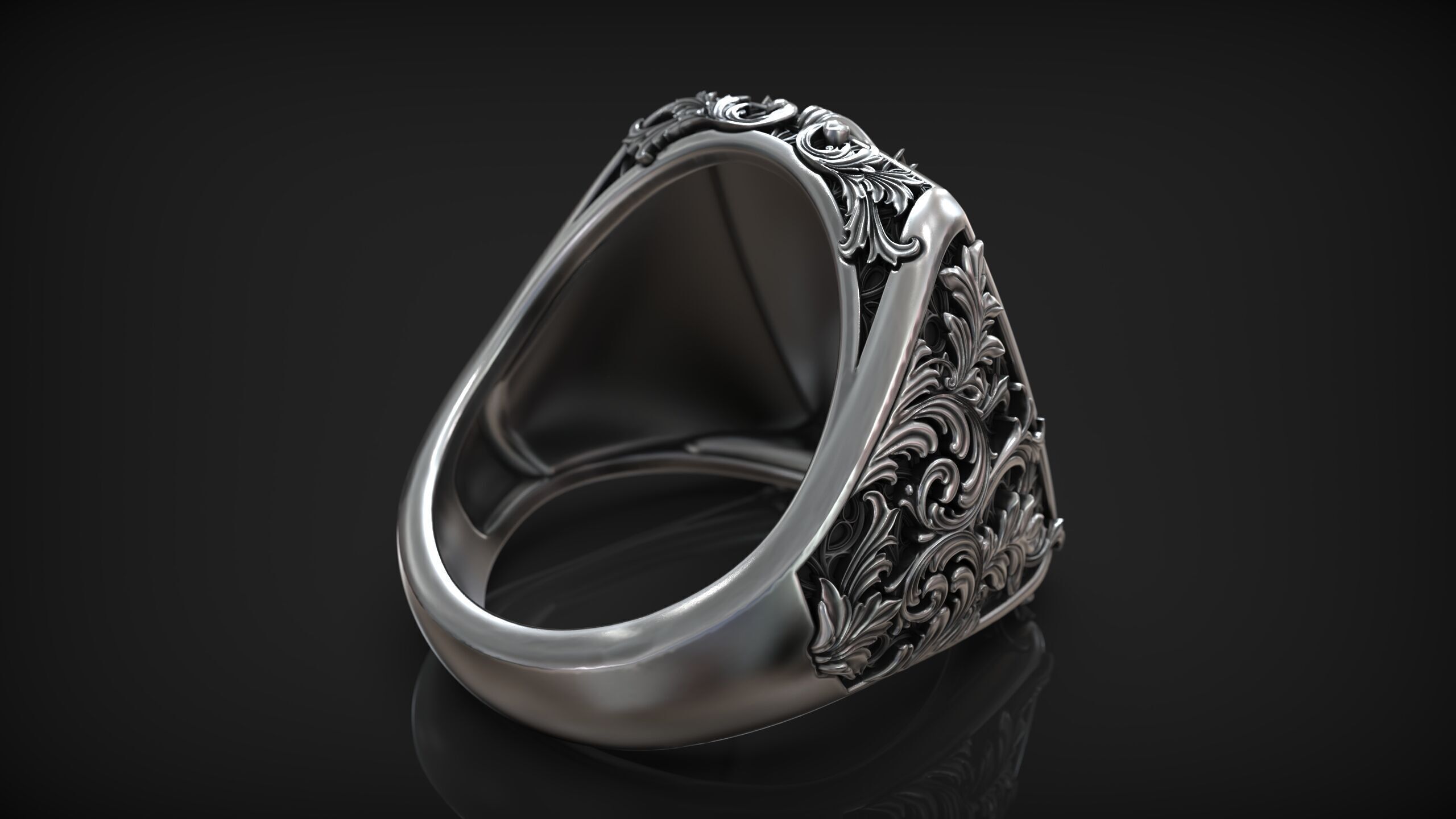 Victorian Gothic Skull Ring 3D Model Vita Brevis Ars Longa 3D print model_8