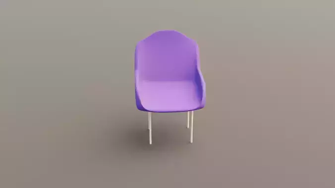 Modern Plastic Armchair with Wooden Legs  Game Ready 3D Mode