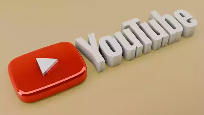YouTube logo in 3D 3  
