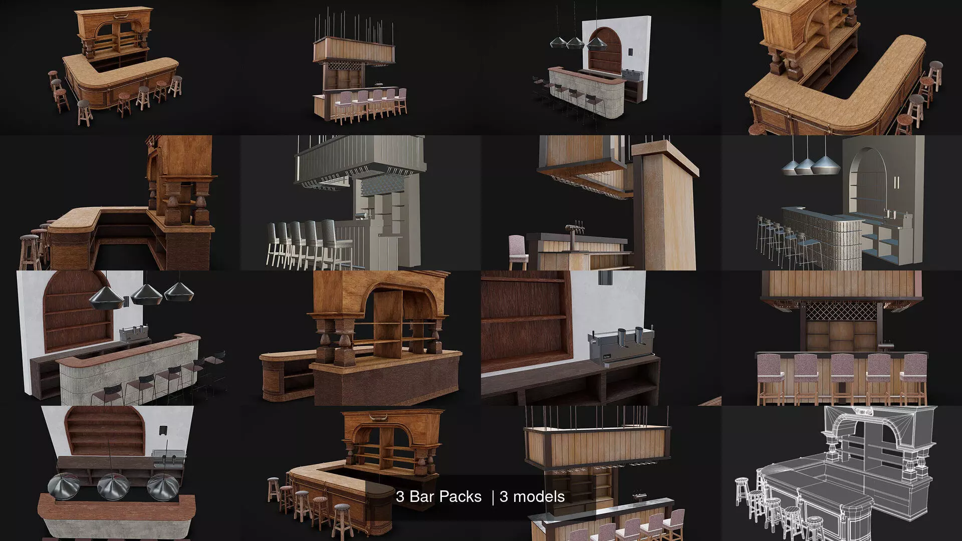 3 Bar Packs  3D Model Collection_0