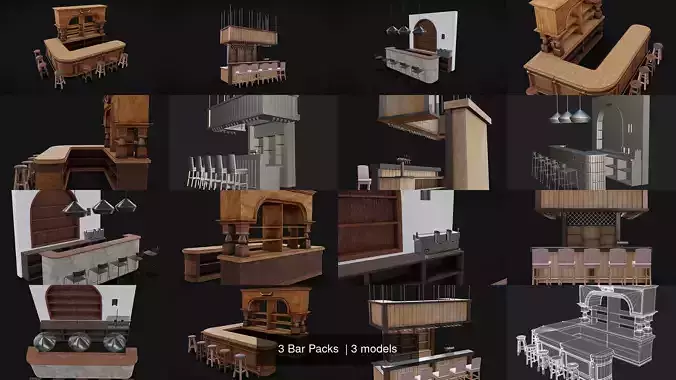 3 Bar Packs  3D Model Collection