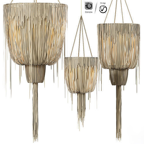 Large Round Double Ball Urchin Chandelier 3D model