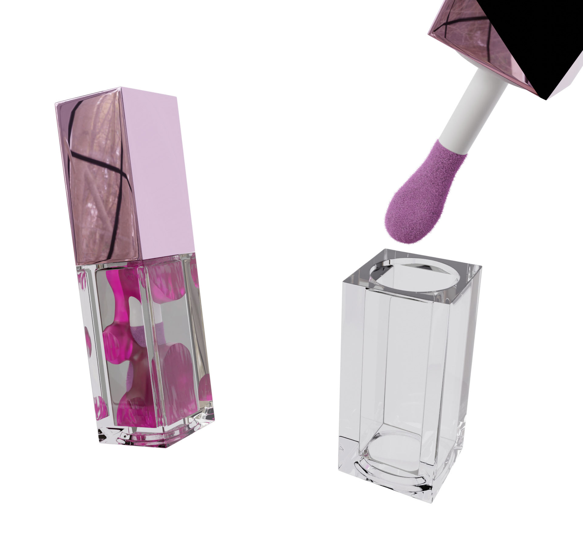 Lipgloss package make up cosmetics product mockup 3D model_2