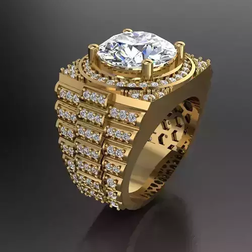 Rolex-Inspired 5 Carat Round Brilliant Ring 3D print model