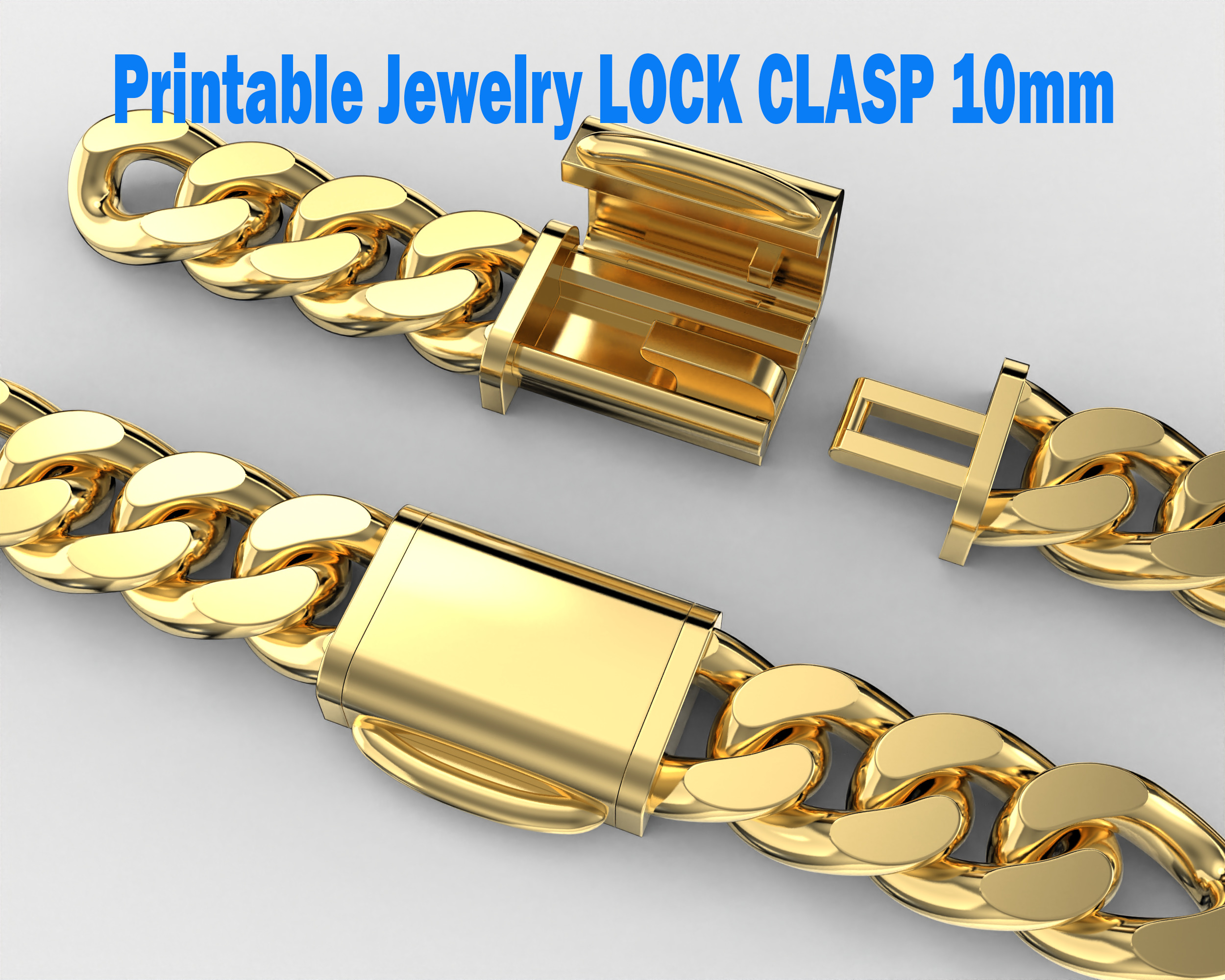 Printable Jewelry lock clasp width 10mm STL ready to Print 3D print model_11