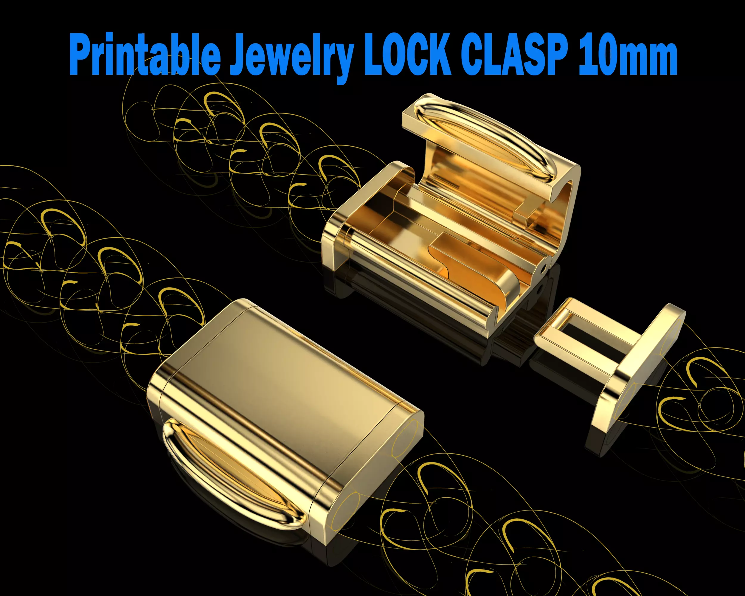 Printable Jewelry lock clasp width 10mm STL ready to Print 3D print model_0