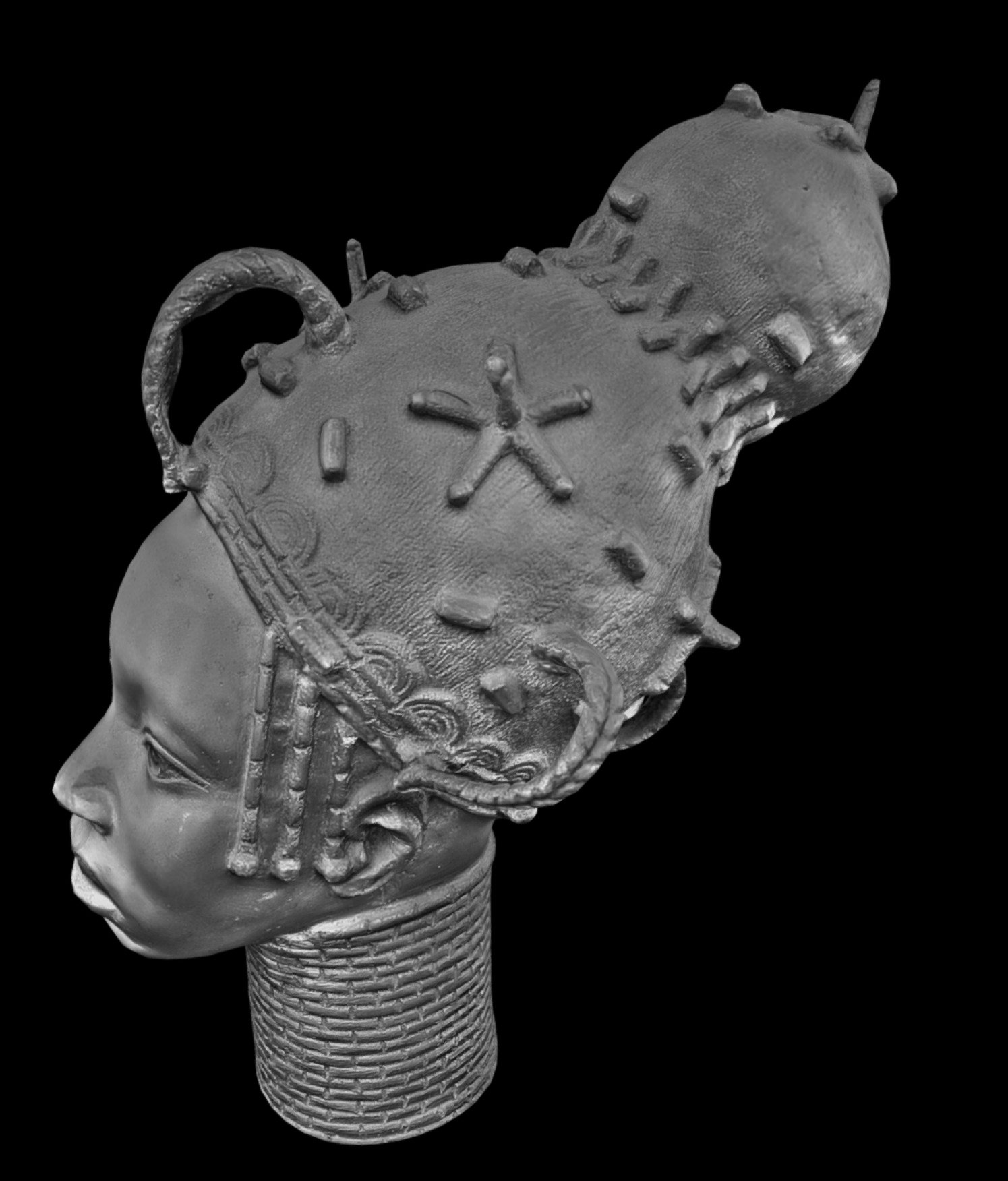 Princess of Benin Kingdom Bronze Head Low-poly 3D model_7