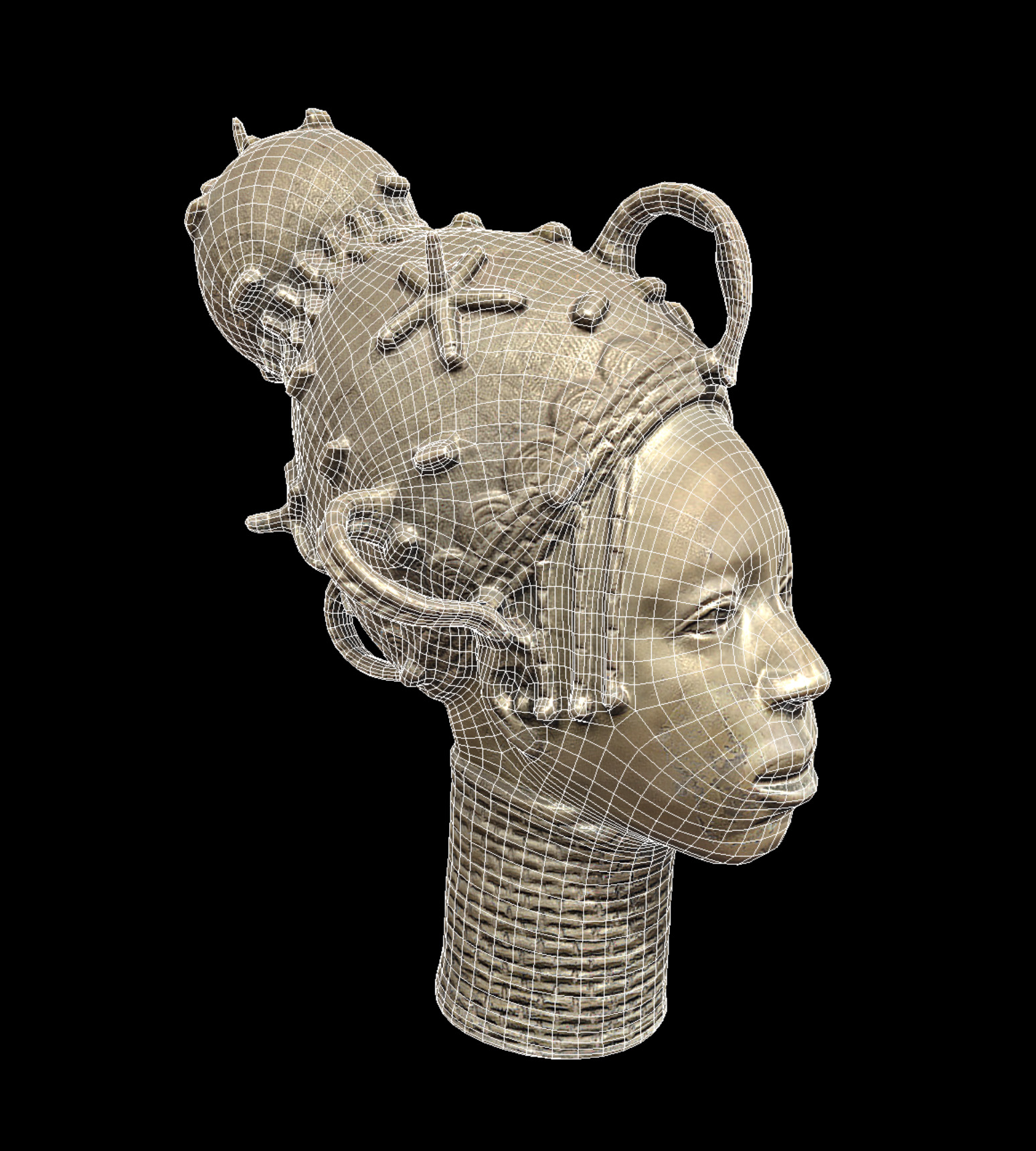 Princess of Benin Kingdom Bronze Head Low-poly 3D model_14