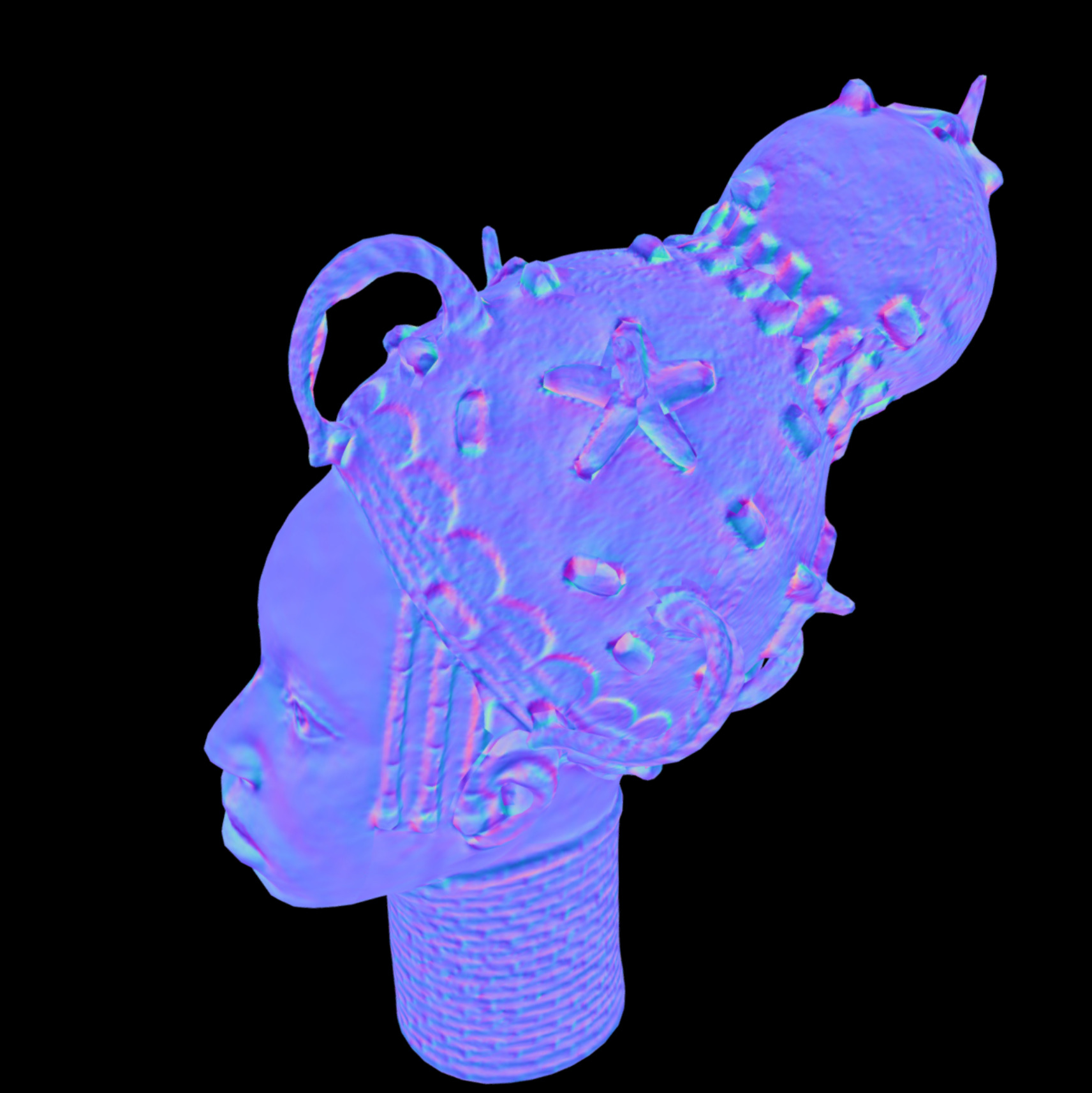 Princess of Benin Kingdom Bronze Head Low-poly 3D model_9