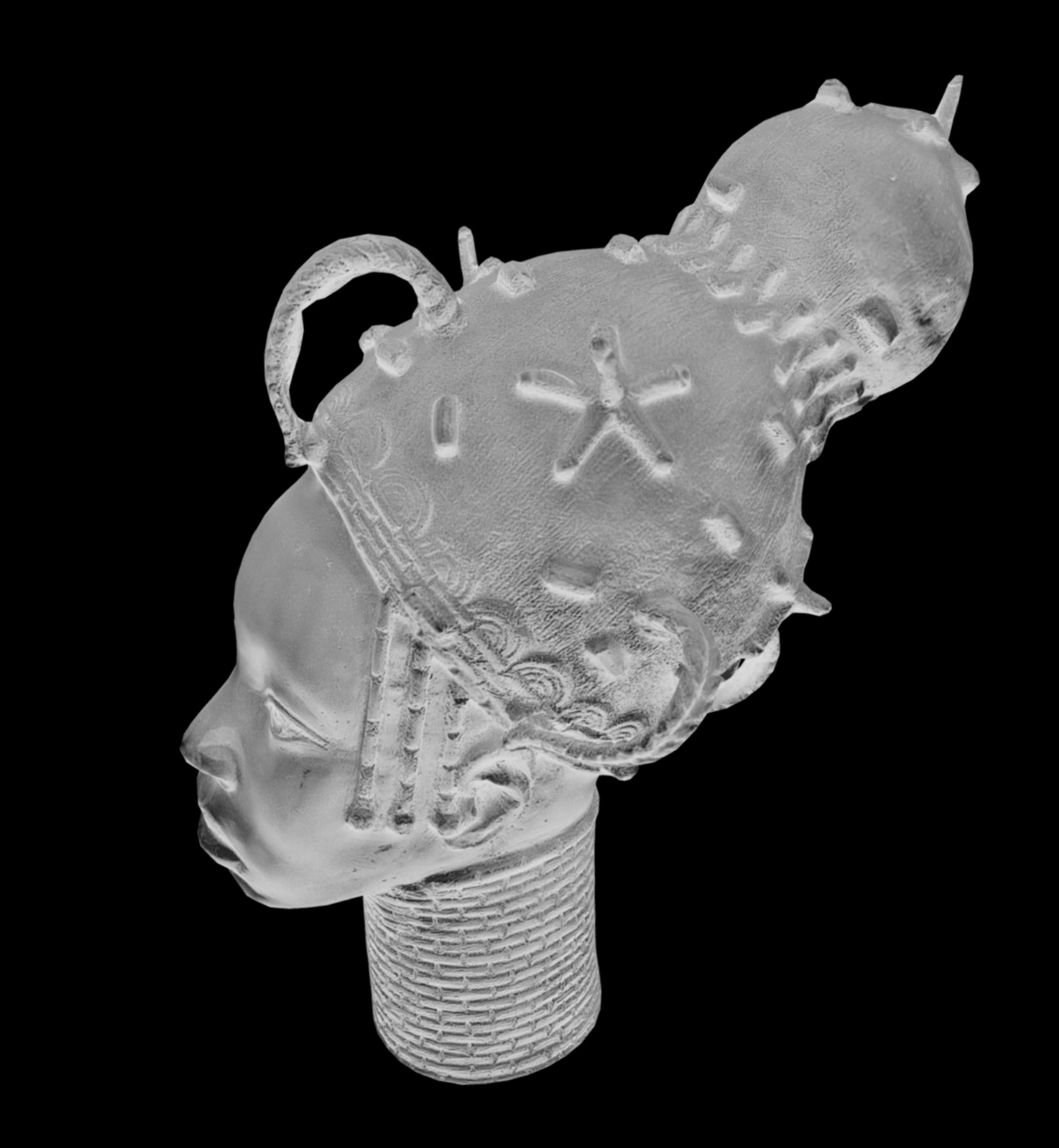 Princess of Benin Kingdom Bronze Head Low-poly 3D model_8