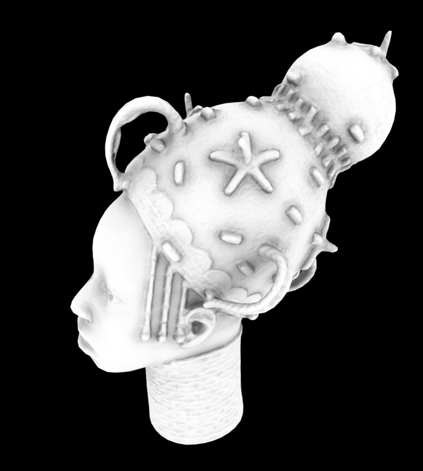 Princess of Benin Kingdom Bronze Head Low-poly 3D model_10