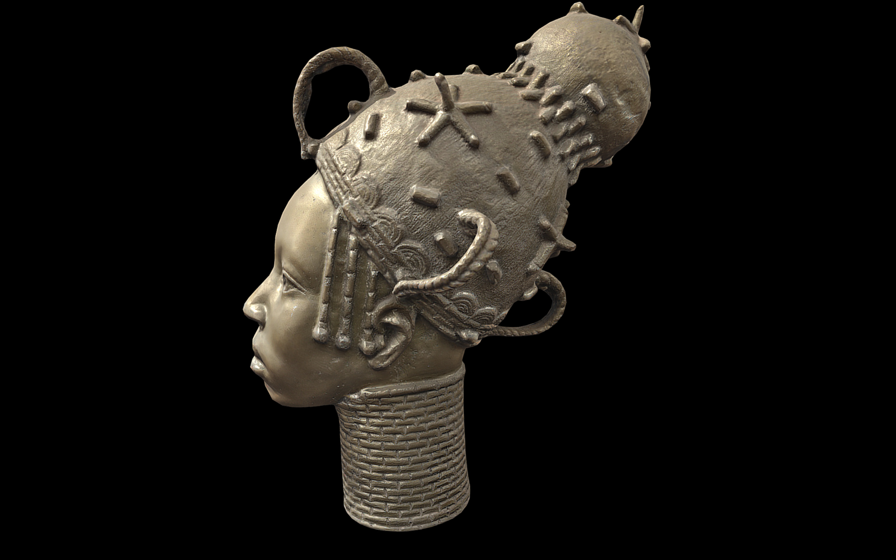 Princess of Benin Kingdom Bronze Head Low-poly 3D model_2