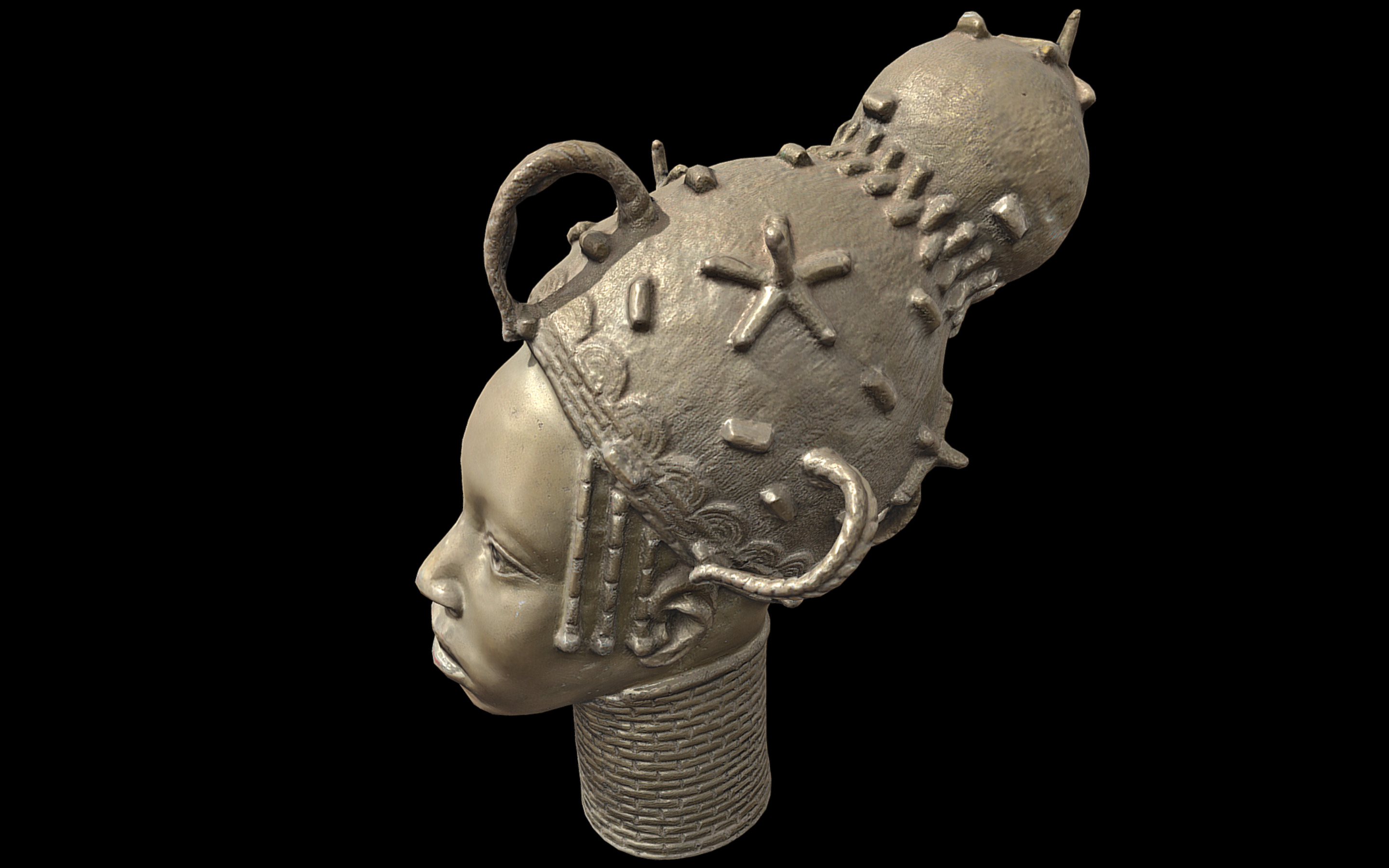 Princess of Benin Kingdom Bronze Head Low-poly 3D model_6