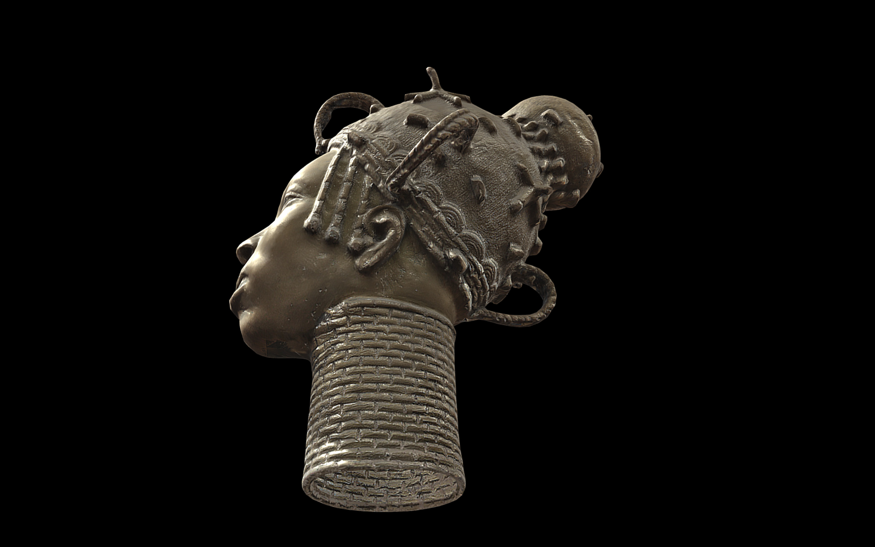Princess of Benin Kingdom Bronze Head Low-poly 3D model_5
