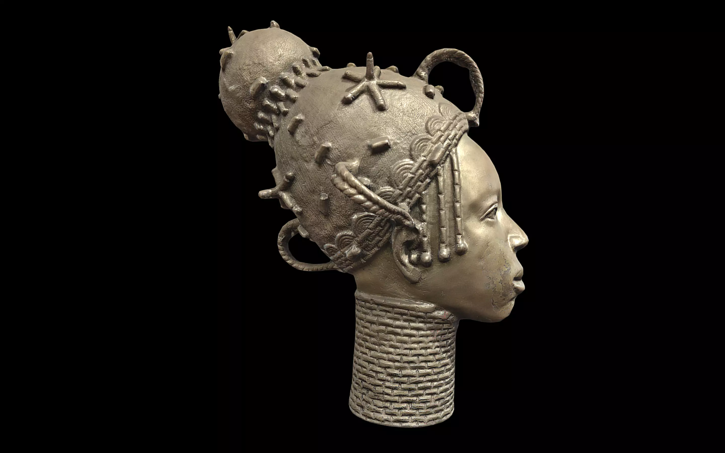 Princess of Benin Kingdom Bronze Head Low-poly 3D model_0