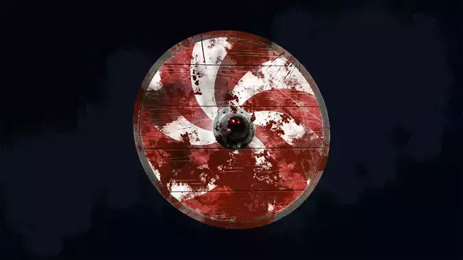 Viking Shield 2 - Bloody Low-poly 3D model