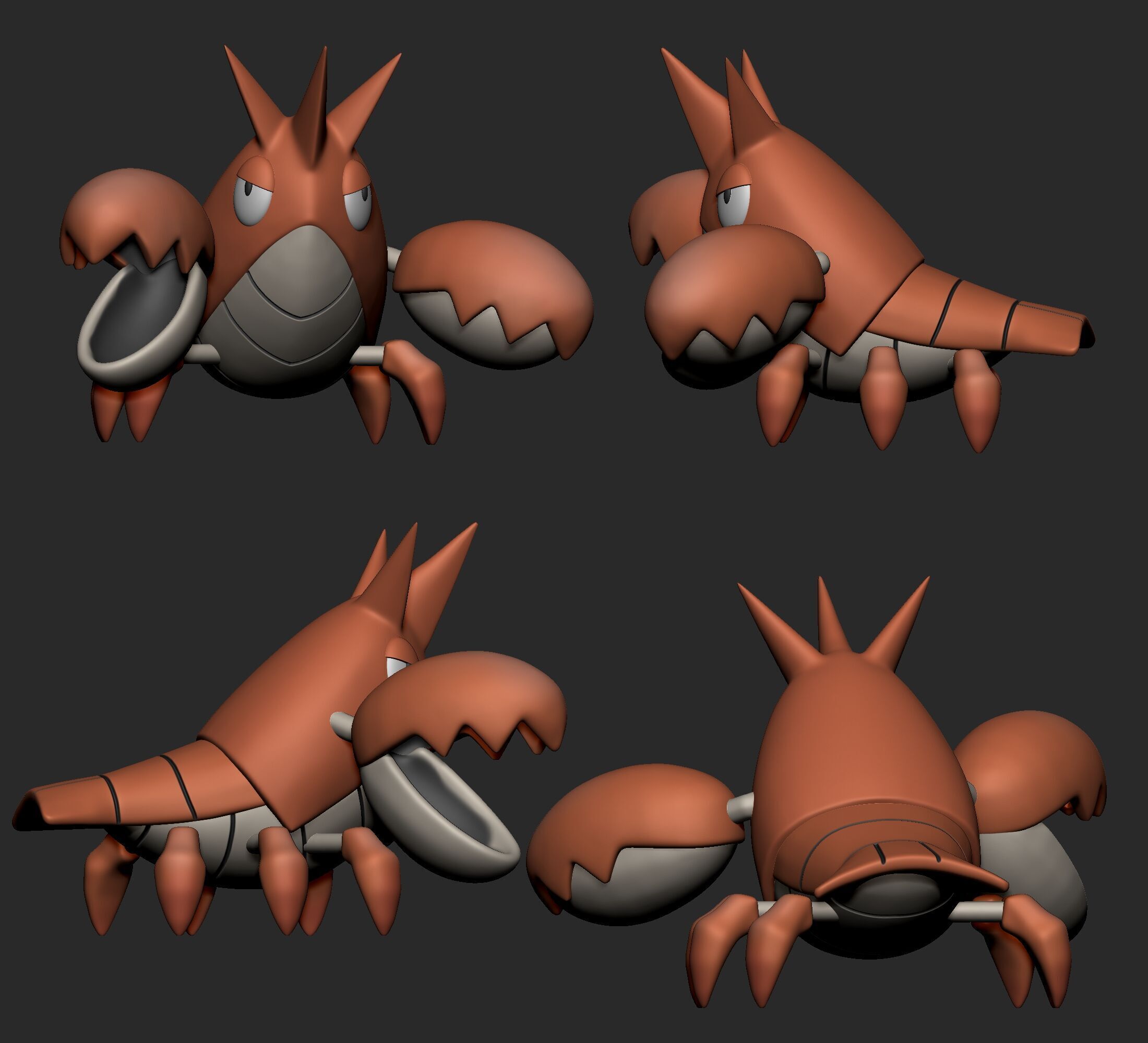 Pokemon - Corphish with 2 poses 3D print model_4