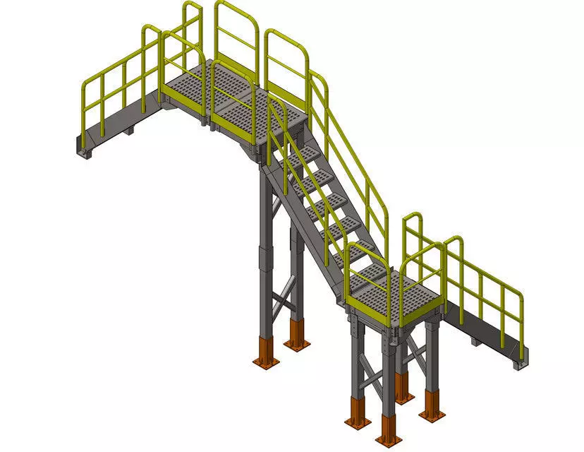 Rooftop Access Stairs Low-poly 3D model_0