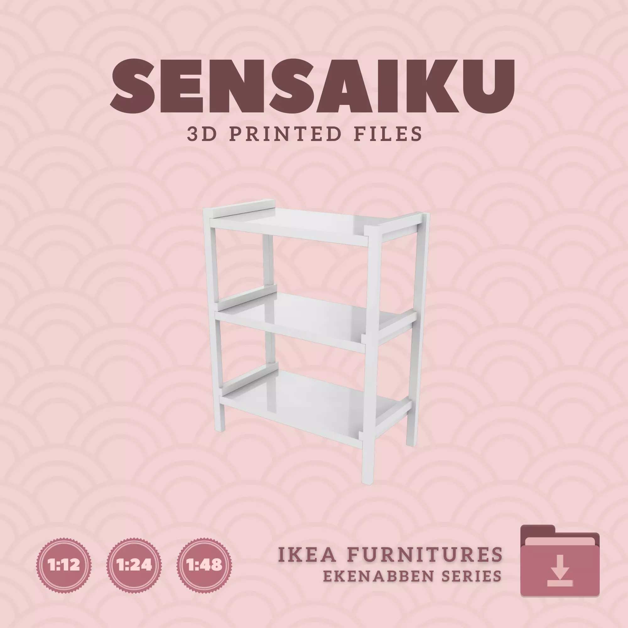EKENABBEN Open Shelf Unit 33 In for Dollhouse - IKEA - 3D Print 3D print model