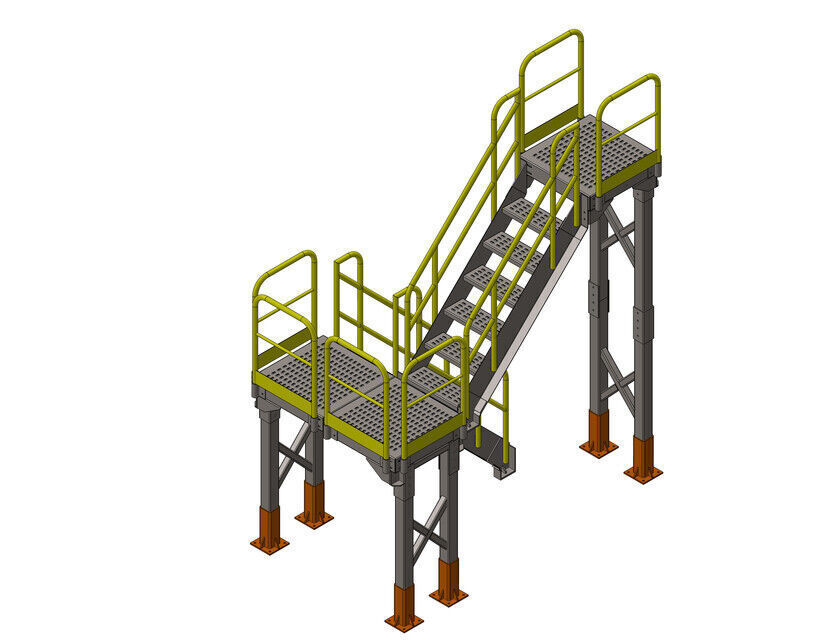 Escadas do mezanino Low-poly 3D model_4