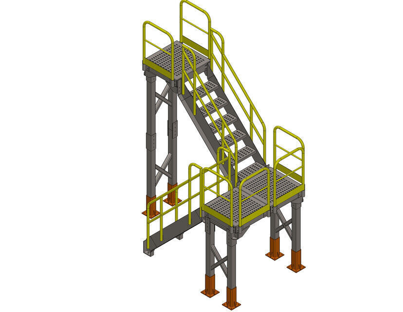 Escadas do mezanino Low-poly 3D model_1