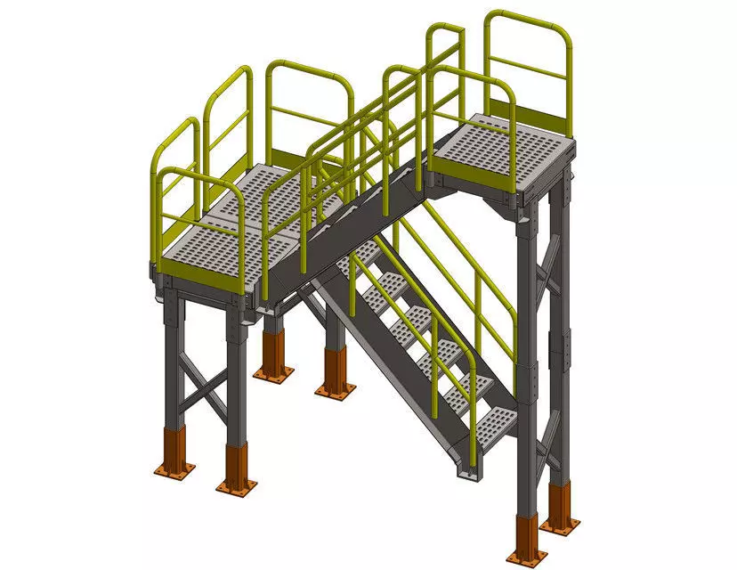 Escadas do mezanino Low-poly 3D model_0