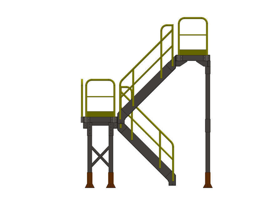 Escadas do mezanino Low-poly 3D model_3