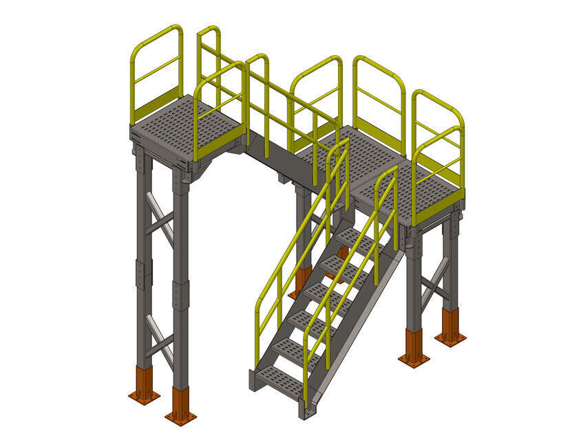 Escadas do mezanino Low-poly 3D model_8